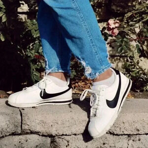New Nike Cortez Black And White Leather